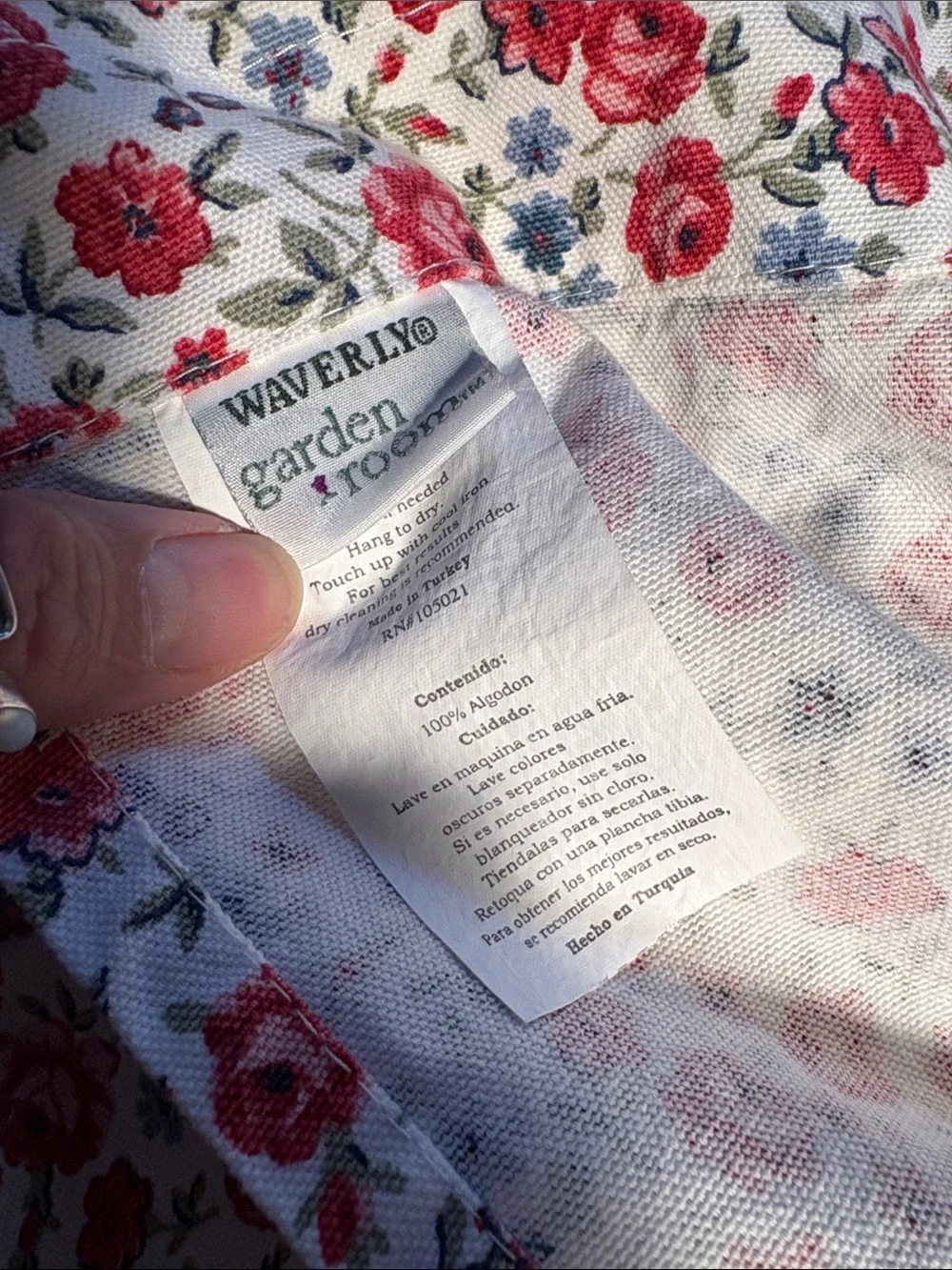 Vintage 4 pieces Waverly Floral Ruffled Apron with Blue Gingham Trim LL